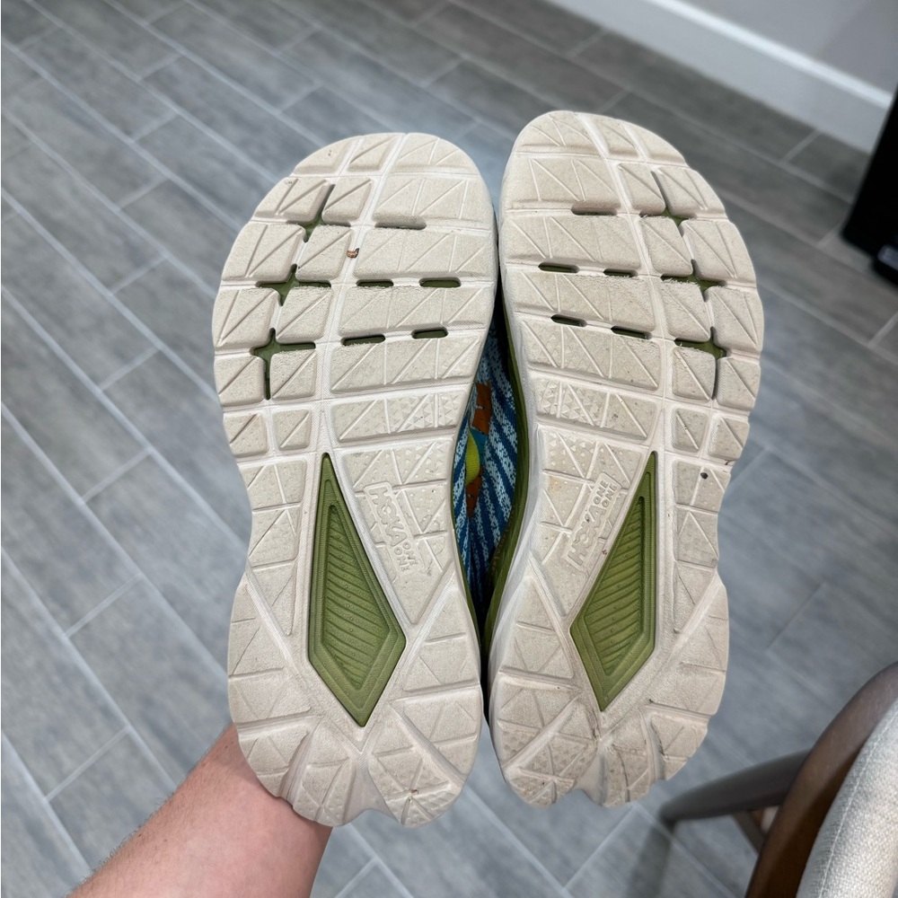 Hoka Light Blue And Lime Sneakers View 6